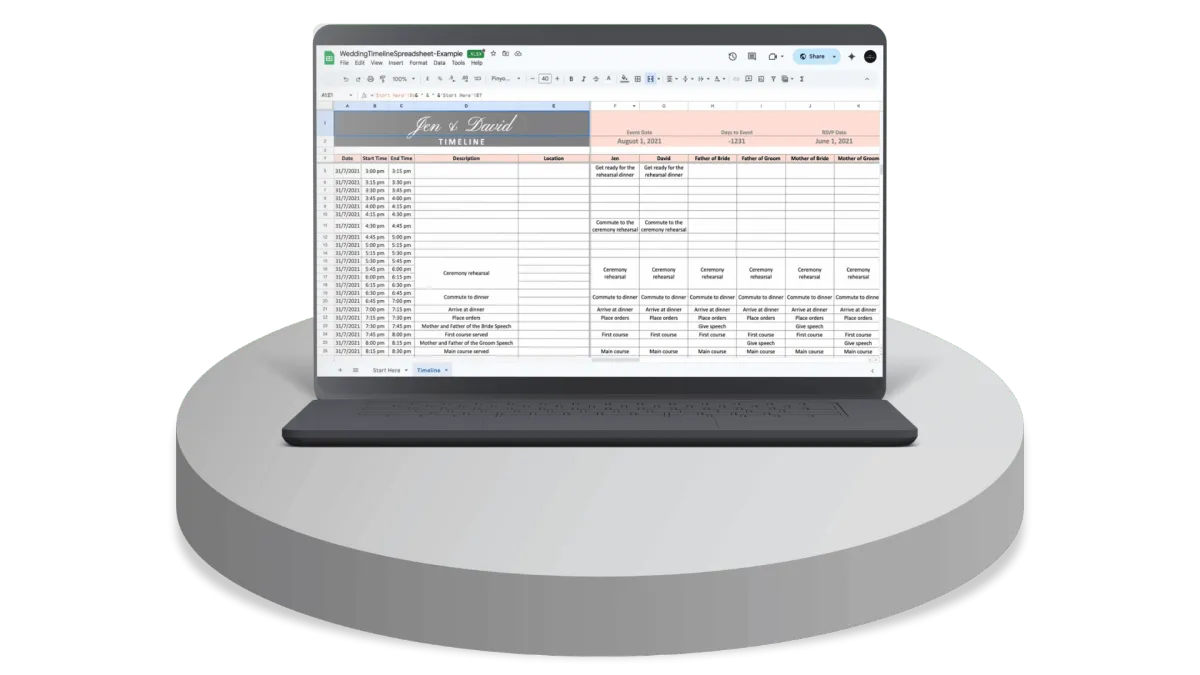 The Wedding Timeline Spreadsheet